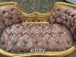 French Louis XVI Style Settee in Silk and Cotton