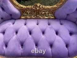 French Louis XVI Style Settee/loveseat in purple Velvet
