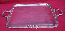 French Louis XVI Style Silver Plate Tray with Handles 15 x 12 Paris 1900