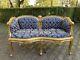 French Louis Xvi Style Sofa In Blue Damask From Around 1940's
