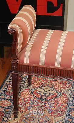 French Louis XVI Window Bench Stool Ottoman Mahogany Queen Size Or Full Bed