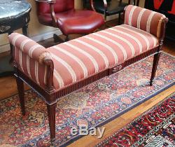 French Louis XVI Window Bench Stool Ottoman Mahogany Queen Size Or Full Bed