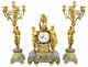 French Louis Xvi Style Gilded Clock Set, 19th Century. C. 1880 France