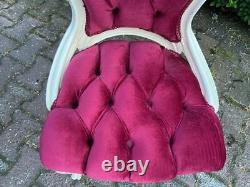 French Louis XVI style fuchsia chairs a pair