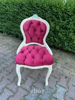 French Louis XVI style fuchsia chairs a pair