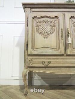 French Louis Xv Vintage Cupboard Cabinet In Raw Wood Limed Oak