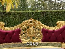 French Louis xvi new sofa in Burgundy tufted velvet. Worldwide shipping