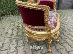 French Louis xvi new sofa in Burgundy tufted velvet. Worldwide shipping