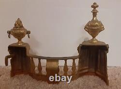 French Neoclassical Style Andirons and Fireplace Fender