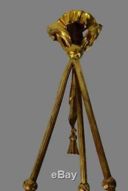 French Ormolu Bronze Louis XVI Ram Heads and Crystal Lantern Lighting