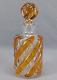 French Saint Louis Amber & Clear Serpentine Swirl Perfume Cologne Bottle C. 1900