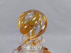 French Saint Louis Amber & Clear Serpentine Swirl Perfume Cologne Bottle C. 1900