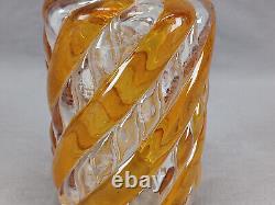 French Saint Louis Amber & Clear Serpentine Swirl Perfume Cologne Bottle C. 1900