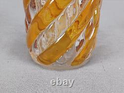 French Saint Louis Amber & Clear Serpentine Swirl Perfume Cologne Bottle C. 1900