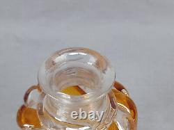 French Saint Louis Amber & Clear Serpentine Swirl Perfume Cologne Bottle C. 1900