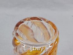 French Saint Louis Amber & Clear Serpentine Swirl Perfume Cologne Bottle C. 1900