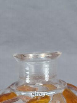 French Saint Louis Amber & Clear Serpentine Swirl Perfume Cologne Bottle C. 1900