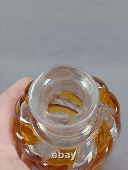 French Saint Louis Amber & Clear Serpentine Swirl Perfume Cologne Bottle C. 1900