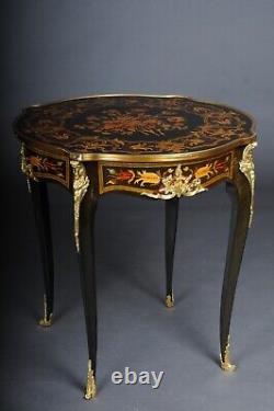 French Side Table/ Salon Table 20. Century, Louis XV, Inlaid