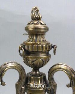French Silvered Bronze Louis XVI Style Candelabra 19th Century 15 Tall