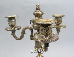 French Silvered Bronze Louis XVI Style Candelabra 19th Century 15 Tall