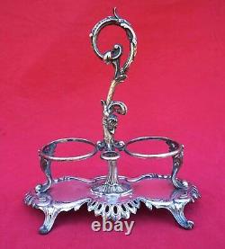 French Silverplate Oil Vinegar Cruet Stand Count Armorial J G Louis XV Style