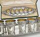 French Sterling Silver Small Liquor Cups, Vodka Shots With Silver Plated Tray