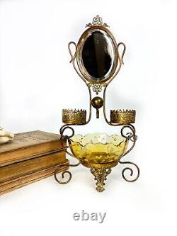 French antique Louis XV style gilded watch Jewel stand /bevelled mirror