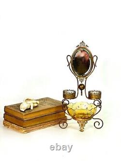 French antique Louis XV style gilded watch Jewel stand /bevelled mirror