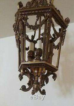 French bronze lantern barbola rose antique louis xvi