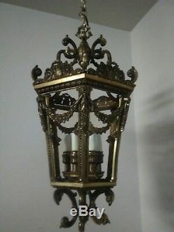 French bronze lantern barbola rose antique louis xvi