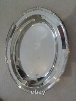 French silver-plated Christofle oval platter & bread basket Louis xvi rubans