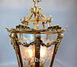 Gilded Brilliance French Louis XVI Style Gilt Bronze Lantern
