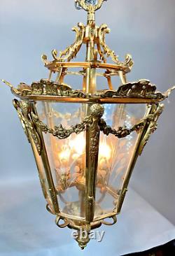 Gilded Brilliance French Louis XVI Style Gilt Bronze Lantern
