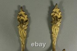 Gilt Bronze French Chateau Antique Curtain Tie Backs Wall Hooks Louis XV Style