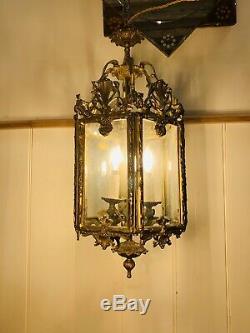 Gilt Bronze Hexagonal Louis XV Style Hall Lantern, 19th C, French Antique