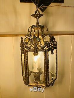 Gilt Bronze Hexagonal Louis XV Style Hall Lantern, 19th C, French Antique