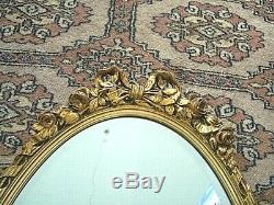 Gold Vintage Bevelled French Louis Style Oval Wall Mirror. Very Good condition