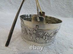 Gorgeous 1900 french 950 silver tea strainer Louis XVI st torche & roses