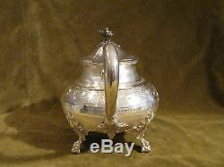 Gorgeous 1900 french sterling guilloche silver large tea pot Louis XVI Roussel