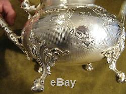 Gorgeous 1900 french sterling guilloche silver large tea pot Louis XVI Roussel