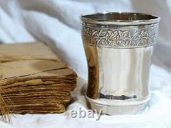 Gorgeous 19TH Antique French Sterling Silver Wine Julep Tumbler Timbale Louis 16
