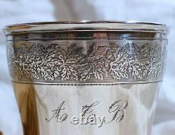 Gorgeous 19TH Antique French Sterling Silver Wine Julep Tumbler Timbale Louis 16