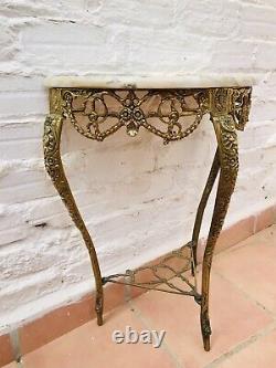 Gorgeous Antique Marble Top and Bronze Accent Table, French Louis XVI 26 x 22
