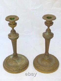 Gorgeous Pair French Antique Candlestick Bronze Candelabra 1850- Louis XVI Style