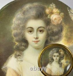 Gorgeous Young Louis XVI, Georgian Era Woman, Antique French Portrait Miniature