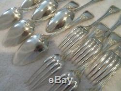 Gorgeous19th c french sterling silver dinner cutlery set 12p Puiforcat Louis XVI
