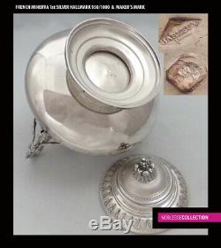 HARLEUX ANTIQUE 1890s FRENCH STERLING SILVER SUGAR BOWL LOUIS XVI Acanthus 645g