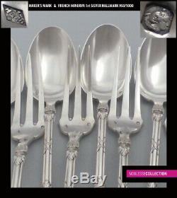 Details about   1900 french sterling silver 12p dinner cutlery set Louis XVI st Henin Boyer 