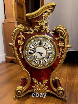 HUGE Rare Antique French Boulle Louis XV-Style Bronze Bracket Mantel Clock